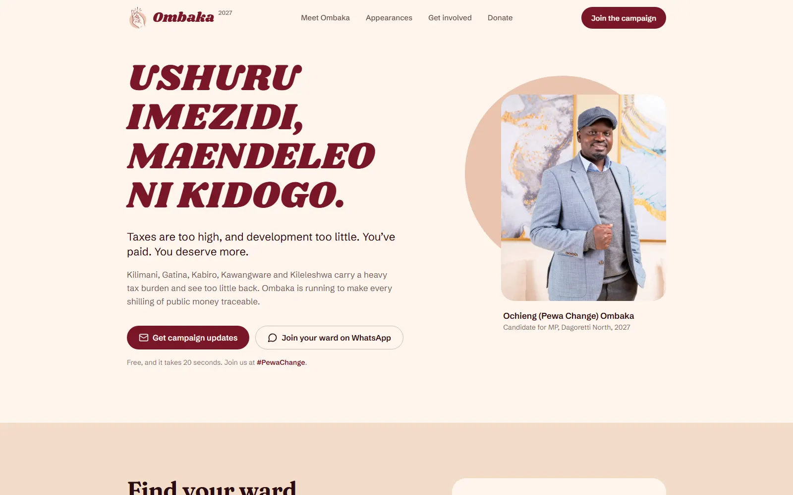 Home page of the Ombaka for Dagoretti North website